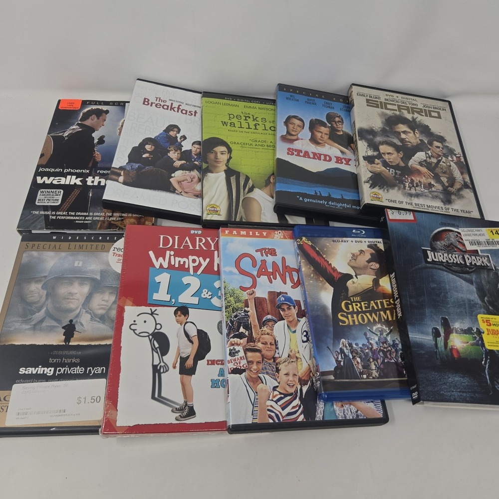 12 Movie DVD & Blu-ray Lot - Diary of a Wimpy Kid 3-Pack, The Breakfast Club